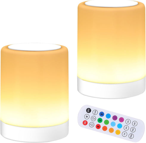 OORUN Touch Bedside Table Lamp,13 RGB Colors & 5 Brightness, USB Rechargeable Desk