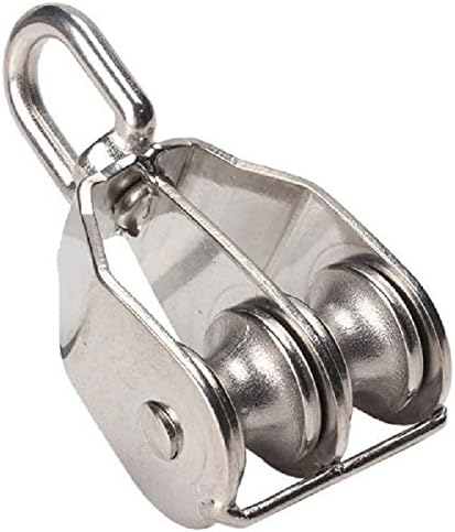 2-Pack M32 Double Pulley Block - Stainless Steel Heavy Duty Hardware for Wire Rope Loading 250kg
