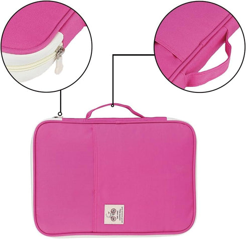 Multi-Functional A4 Document Bags, Zippered File Folder, Portfolio Pouch Organizer with Handle for School Office