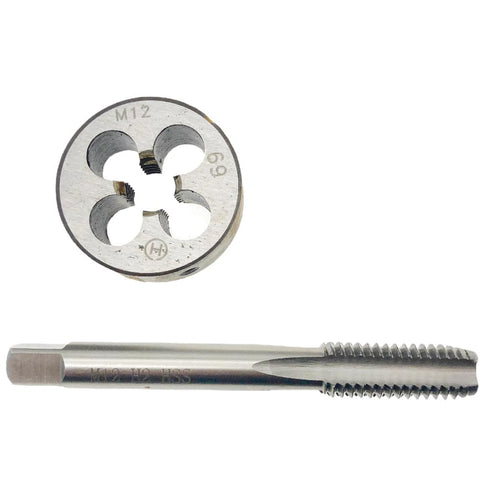 M12x1.75 Tap Die Set RH M12 X 1.75 Tap Right Hand Machine Tool Screw, M12 X 1.75 Thread Tap & Round Die RH M12X1.75 Machine Screw Tap Cutting