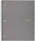 Five Star Spiral Notebook, 5 Subject, Wide Ruled Paper, 200 Sheets, 10-1/2" x 8", Gray (73200)