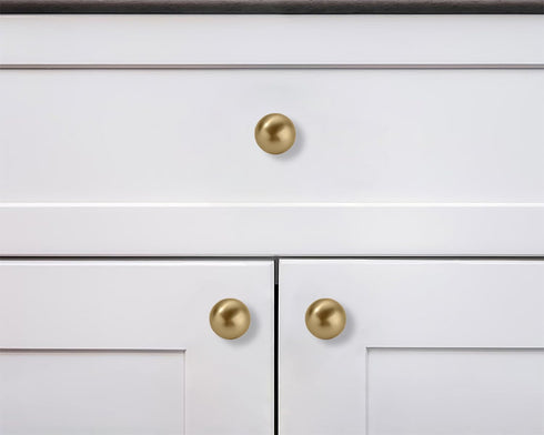 10 Pack 1-1/4 Inch Solid Brushed Brass Cabinet Knobs Large Heavy Duty Gold Drawer Knobs Kitchen Cabinet Hardware