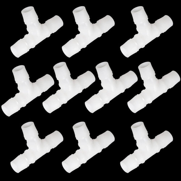 Feelers 1" Plastic Hose Barb T Shaped Tee Type Fitting, Equal Barbed 3 Way Joint Splicer for Air Line Tube