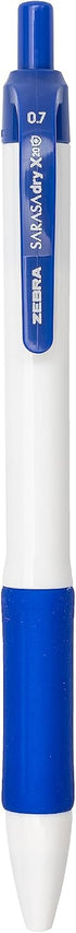Zebra Pen Sarasa Dry X20+ Retractable Gel Pen, Plastic Barrel, Medium Point, 0.7mm, Blue Ink, 12-Pack