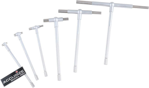 Accusize Industrial Tools Premium 5/16'' - 6", 6ps/Set Telescoping Gage Set, Satin Chrome Finished