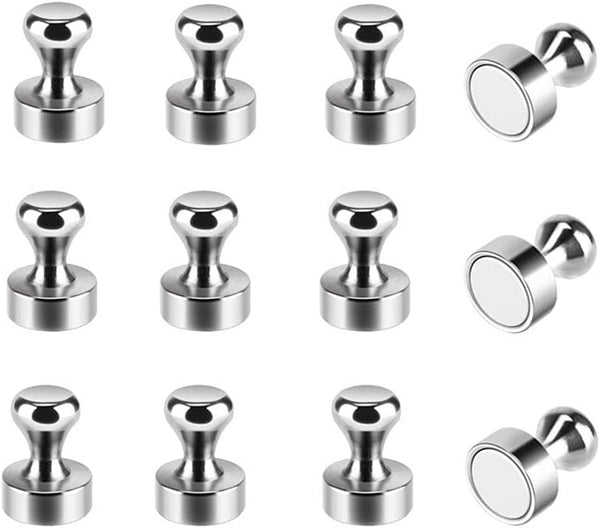 Rakizbe Refrigerator Magnet Push Pin, Brushed Nickel Steel Fridge Magnets, Magnetic Pushpins for Whiteboard, Office,