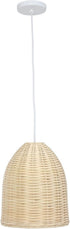 Elegant Designs PT1007-NAT Elongated Coastal Dome Rattan Downlight Pendant, Natural