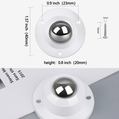 Self Adhesive Caster Wheels for Furniture, 0.8 Inch Low Profile Swivel Wheels, 360 Degree Rotating, Black, 8 Pack