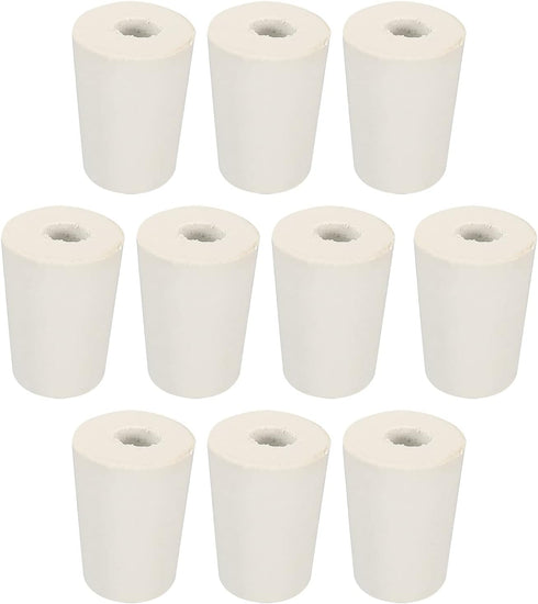 MECCANIXITY Rubber Tapered Plug 15mm to 20mm with 8mm Hole Test Tubes Bungs Stopper White, 10 Pieces