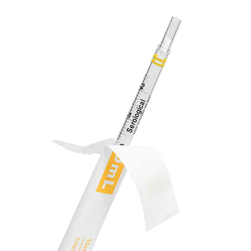 Polystyrene 10ml Serological Pipettes, Pack of 100 Individually Wrapped Sterile Plastic Graduated Pipettes