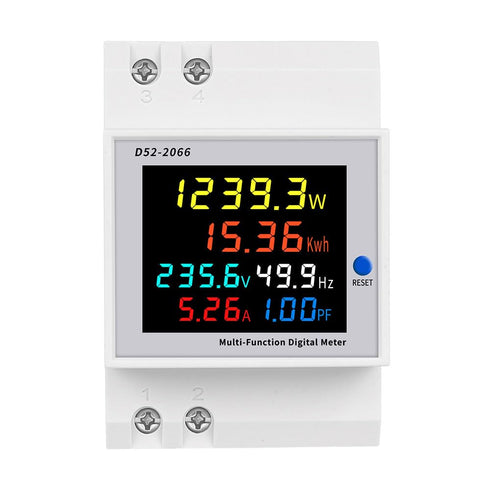 Single Phase Energy Meter Tester Din Rail Electricity Usage Monitor 6 in 1 Multimeter AC 40-300V 100A Voltage Current Voltmeter Ammeter Watt Kwh Frequency Power Meter 110V (Built-in CT)