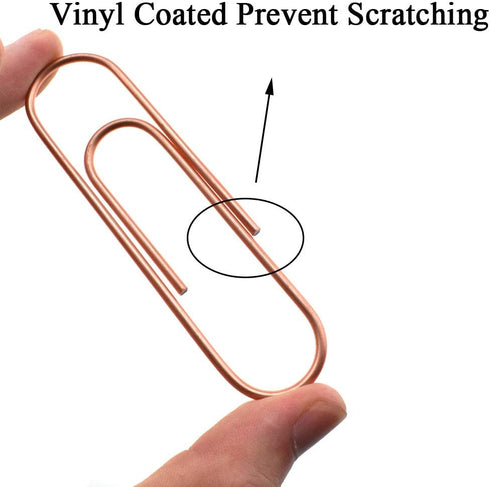 HAHIYO Paperclips 4 inch (100mm), Extra Large Sturdy Rose Gold Vinyl Coated, 14 Pack