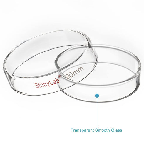 stonylab Glass Petri Dish, 90x20 mm Autoclavable Borosilicate Glass Cell Culture Dish with Clear Lid