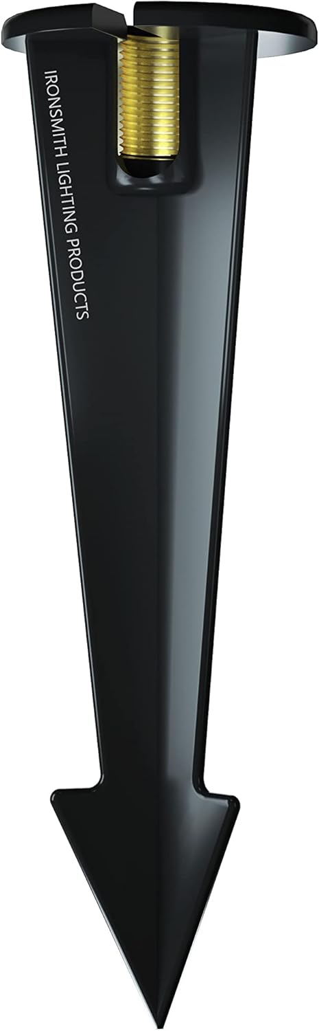 9 Inch In Ground Stake with Solid Brass 0.5 Inch NPT Thread and Side Wireway for Easy Installation, Non-Corrosive