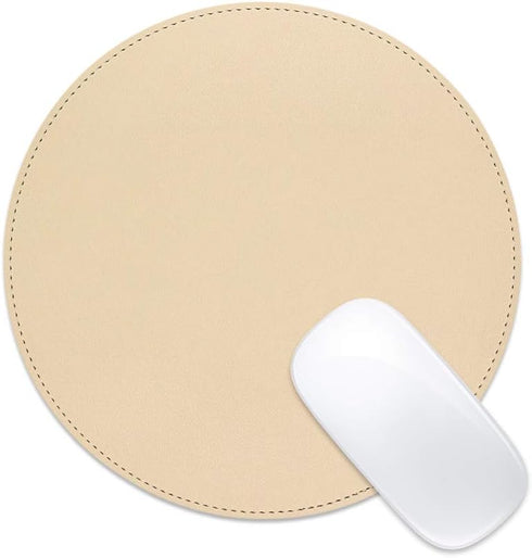 ProElife Cute Round Mouse Pad Mat Waterproof PU Leather 8.66-Inch Mousepad for Home Office Gaming