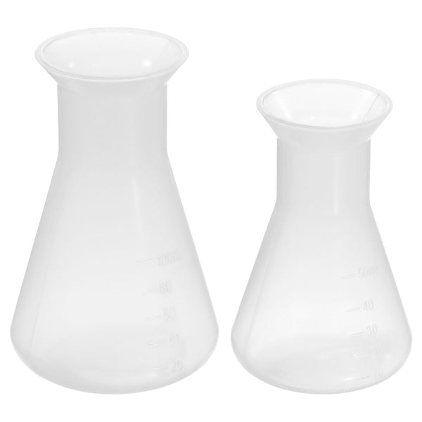PATIKIL 50,100ml Plastic Erlenmeyer Flask, 2 Pack Wide Mouth Conical Flask for Laboratory, Clear