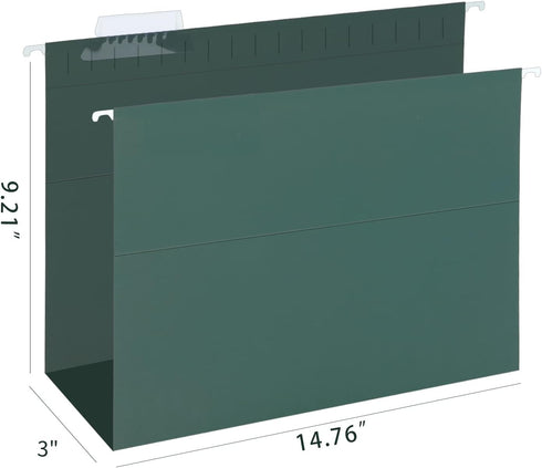HERKKA Extra Capacity Hanging File Folders, 30 Pack Reinforced Legal Size with 3 Inch Expansion, Green