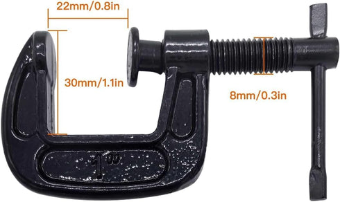 Zeromall 1-Inch Set, 0.8-Inch Building(8Pcs) C-Clamp Heavy-Duty Cast Iron C-Clamps with Throat for Woodworking