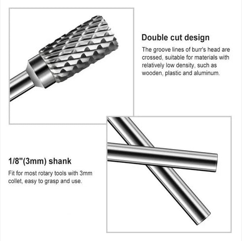 Carbide Burr Set: 10Pcs Rotary Burr Set Head with 1/8" Shank for Die Grinder Bit Tool