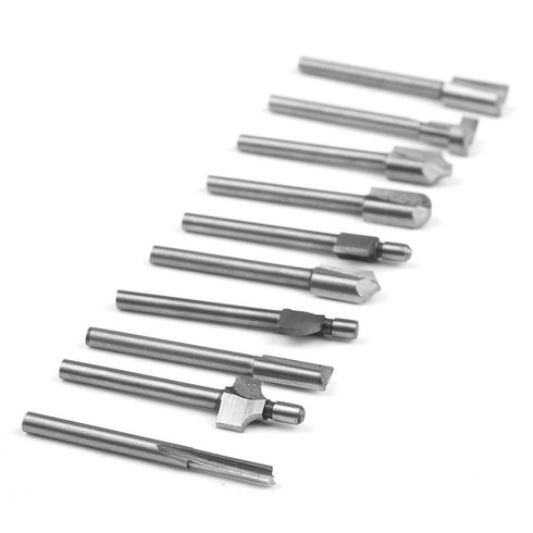 10Pcs Titanium Router Bits, 1/8" Shank Carbide Engraving Milling Cutter Set for DIY Woodworking