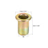 uxcell M6 Carbon Steel Rivet Nuts, Flat Head Insert, Yellow Zinc Plated, 20 Pcs