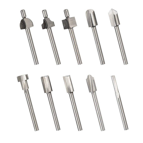 10Pcs Titanium Router Bits, 1/8" Shank Carbide Engraving Milling Cutter Set for DIY Woodworking