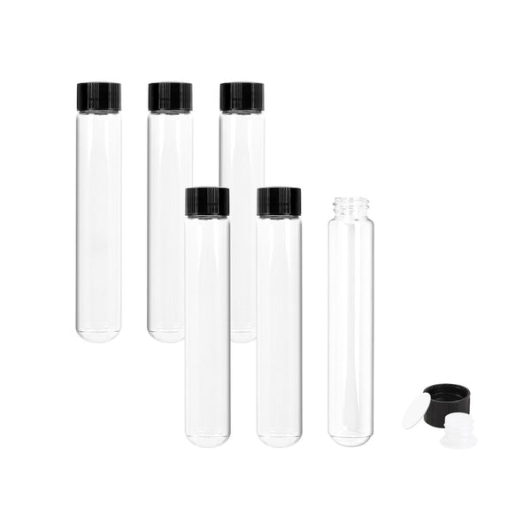 30ml Clear Glass Test Tubes with Screw Caps, Plastic Stoppers, 22 x 120mm, Leak-Proof, 6PCS