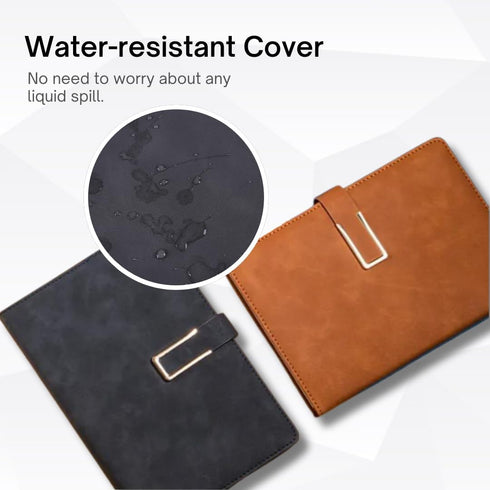 Leather Journal A5 with Pen Compartment, Leather Bound for Women Men, Daily Travel Diary Writing Journal (Black with