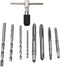 9 Pcs Adjustable T-Handle Ratchet Tap Holder Wrench Set, Metric Tap Drill Set with 4 Pcs Taps