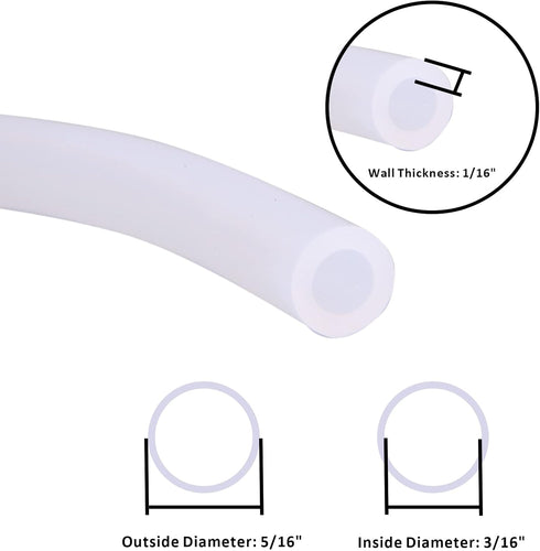3/16" 5/16" 1 Meters(3.28ft) Food Grade Silicone Tubing - ID x OD, Pure Silicon Hose High Temp Home Brewing Winemaking