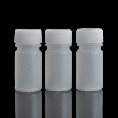 100Pcs 10ml PE Plastic Empty Small Mouth Graduated Lab Chemical Container, Reagent Bottle, Sample Sealing