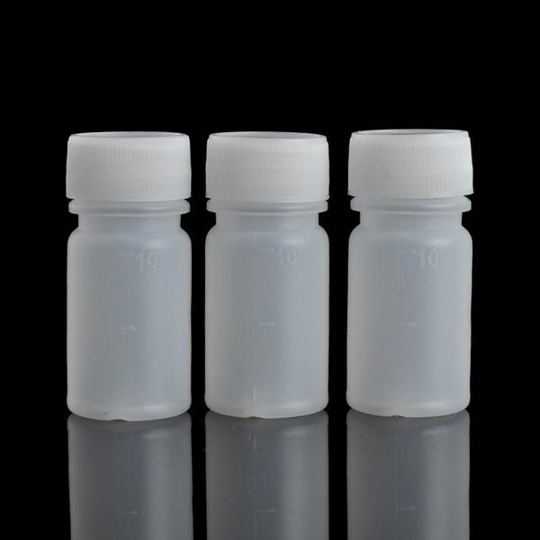 100Pcs 10ml PE Plastic Empty Small Mouth Graduated Lab Chemical Container, Reagent Bottle, Sample Sealing
