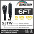 HONDERONS 6FT 3 Outlets Black Extension Cord with Flat Plug, 14/3 SPT-3 Extension Cable 3 Prong Grounded, Durable Power Cable for Home, Office