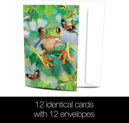 Tree-Free Greetings EcoNotes 12 Count Frog Framed All Occasion Notecard Set with Envelopes, 4 x 6 Inches