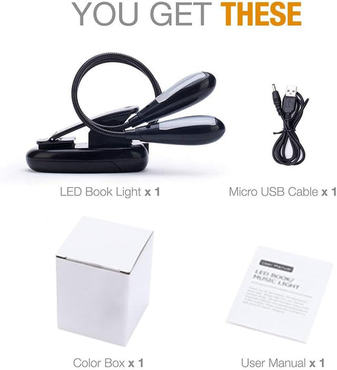Generic 10 3 Brightness3 Clip On Bed Reading Book Lamp at Night, LED Eye-Cared Music Stand Light, Color Book Light, USB