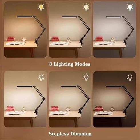 Generic 10 3 LED Desk Lamp, Adjustable Swing Arm Lamp with Clamp, Eye-Caring Reading Desk Light, Brightness Levels