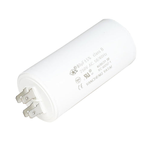 CBB60 Capacitor 80uF 250V AC 4-Pole for Irrigation Pump, Washing Machine, Drainage Pump, Cement Mixer, Dehumidifier