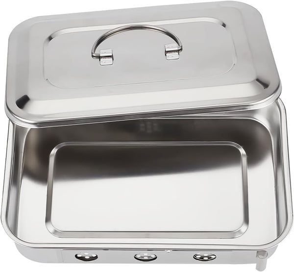 OLYCRAFT Stainless Steel Instrument Tray Organizer, 6.3x9.4x2.1 Inch Solid Box with Lid for Lab Instrument Tools