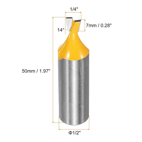 2pcs 1/4" 1/2" 14 HARFINGTON Dovetail Router Bit Diameter Shank Tungsten Carbide Degree Dovetail Joint Drill Bit
