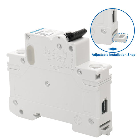 Baomain 6A AC Miniature Circuit Breaker, 1 Pole Circuit Breaker AC 400V 50Hz 6000A, C65 MCB DIN Rail Mount, MBM6C-1P