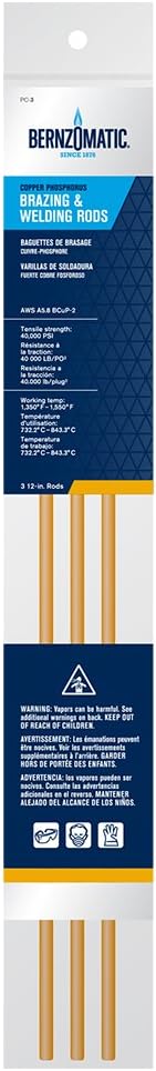 Bernzomatic PC3 Copper-Phosphorous Brazing/Welding Rods, 3-Piece by Bernzomatic
