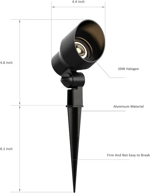 Low Voltage Landscape Lighting, Malibu Landscaping Lights 20W 145 Lumens Halogen Outdoor Lights with Stake and Connector