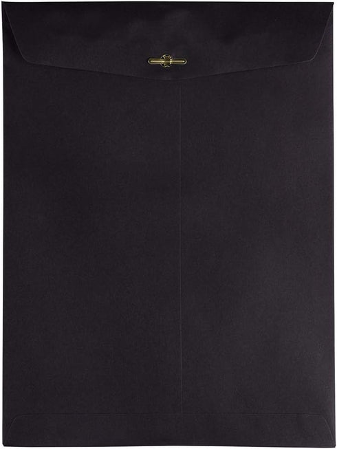 JAM PAPER 9 x 12 Open End Catalog Envelopes - Smooth Black with Clasp Closure, 50/Pack