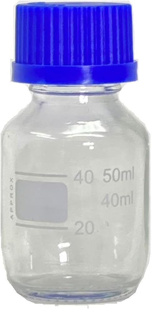 Karter Scientific 50ml Glass Round Media Storage Bottles with GL32 Screw Cap, Borosilicate, (Case of 6) by Karter Scientific