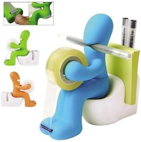 Desk Accessory: Tape Dispenser Pen Memo Holder Clip Storage (Random Color)