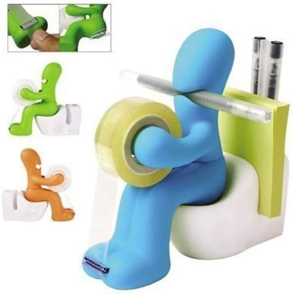 Desk Accessory: Tape Dispenser Pen Memo Holder Clip Storage (Random Color)