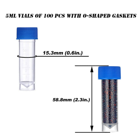 100PCS 5ml Plastic Small Vials with Screw Caps, Sample Tubes Cryotubes, PP Material, Free from DNase, RNase, Human DNA