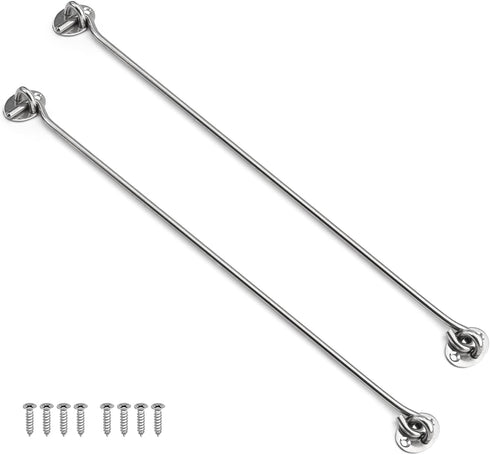 MroMax 2Pcs Cabin Hook and Eye Latch, 16" Stainless Steel Window Privacy Swivel Hooks with Mounting Screws