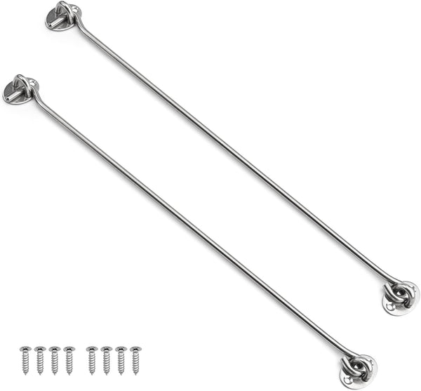 MroMax 2Pcs Cabin Hook and Eye Latch, 16" Stainless Steel Window Privacy Swivel Hooks with Mounting Screws