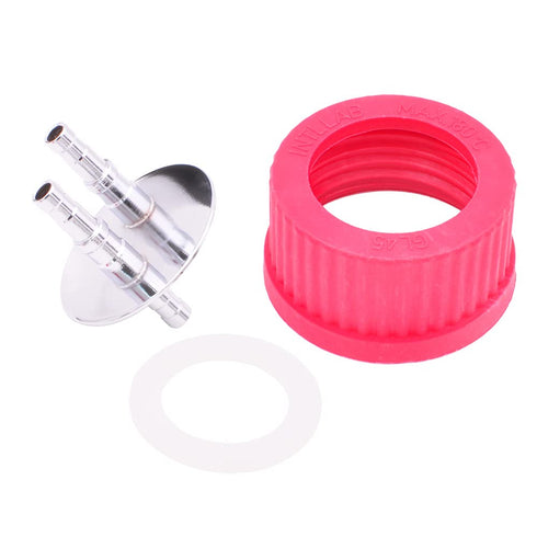 316 Stainless Steel Medium 2-Port Vent Assembly, for GL45 Universal Laboratory Glass Bottles, High Temperature PBT, 45 mm, GL45_M2